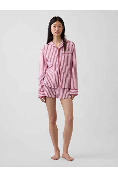 GAP Kadın Kırmızı Poplin Boxer Pijama Şort
