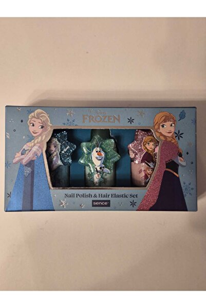 SENCE Set cadou Frozen, 6 piese – 3 oje de unghii x 5 ml și 3 elastice de păr