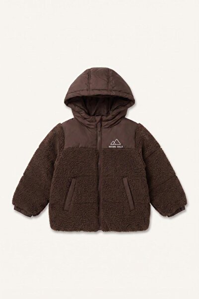 DeFacto Windproof Hooded Plush Coat for Baby Boy (26 Wn)