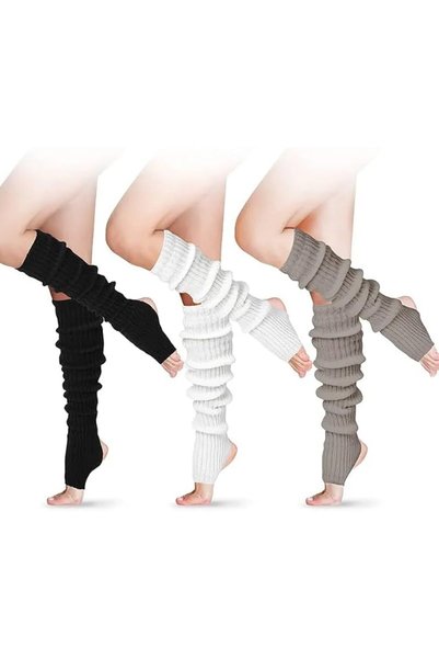 Generic 3 أزواج من أغطية الساقين من Buauty 80s 90s للنساء، جوارب نيون مضلعة، ...