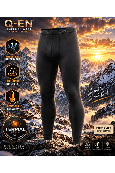 Q-EN Thermal Men's Underwear Black 3000