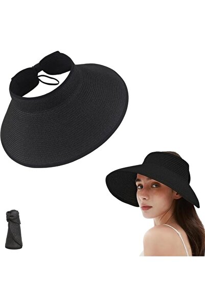 Bukela Women's Wide Brim Roll-up Straw Sun Hat Stylish Summer Beach Sun Visor...