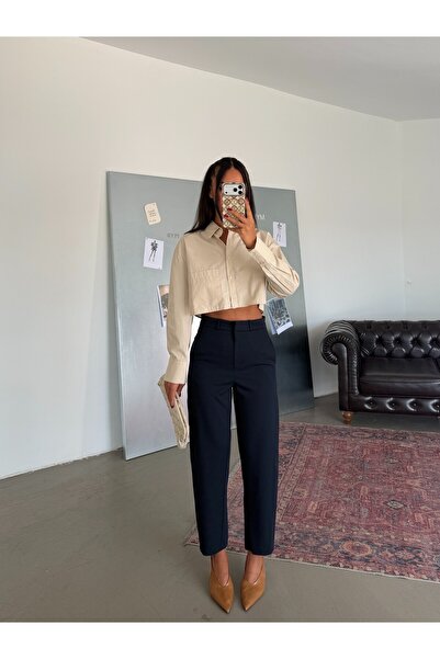 myd Classic Straight Cut Trousers - Navy Blue