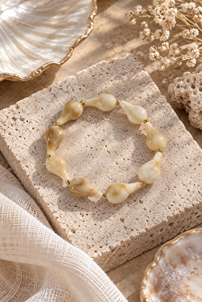 Sylvera Shop Ivory Bohemian Bracelet with Drop Beads
