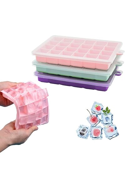 GENERAL Silicone Ice Cube Tray 3 Pack, Easy Release ice cube tray with lid, B...