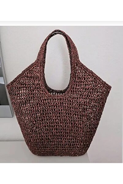 MEGAHAN BOUTIQUE Megahan Handmade Mesh Knitted Shoulder Bag, Glittery/Shiny D...