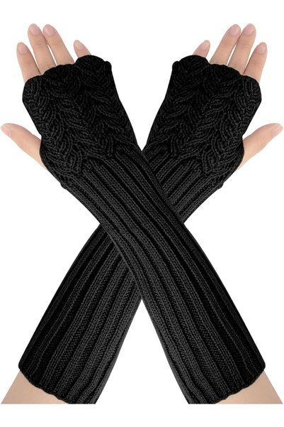 KASTWAVE Women’s Blend Knit Arm Warmer – Elbow-Length Fingerless Gloves with ...