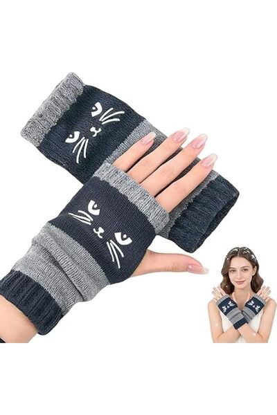 SYOSI Winter Fingerless Gloves for Women, Warm Stretch Knit Adult Half Finger...
