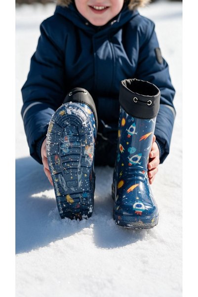 ZENEGE Children's Fur Rain and Snow Boots Waterproof and Cold-Proof Non-Slip Sole