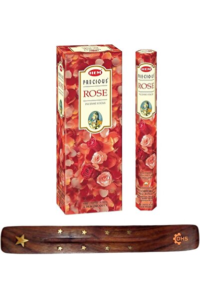 DHS HEM Incense sticks PRECIOUS ROSE Full box of 6 with incense stick holder ...