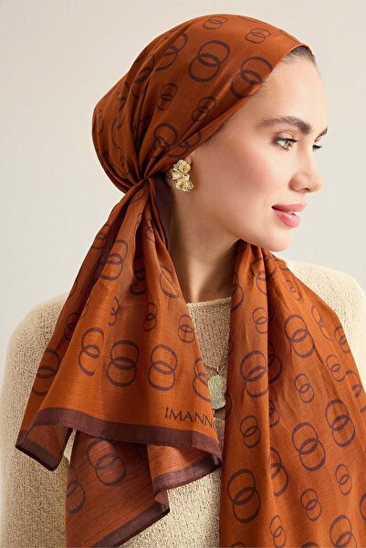 Imannoor Zincir Logo Cinnamon Cotton Floss Shawl 70X210