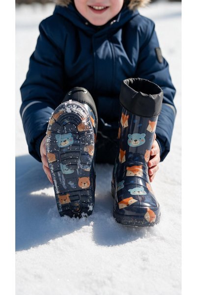 ZENEGE Children's Fur Rain and Snow Boots Waterproof and Cold-Proof Non-Slip Sole