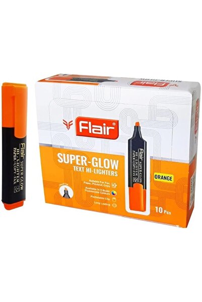 Flair Super Glow Chisel Tip Text Hi-Lighters 10-Piece Set, Orange