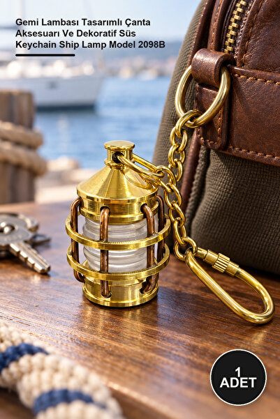 Yenilig 1 Piece Brass Keychain – Ship Lamp Design Bag Accessory and Decorativ...