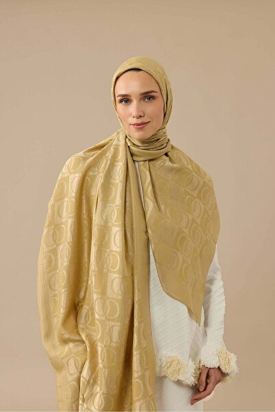 Imannoor Dama Pattern Gold Naia Cotton Shawl 70X200