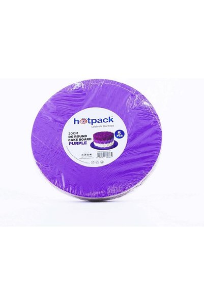 Hotpack قاعدة كيك دائرية بنفسجية 20 سم، 5 قطع