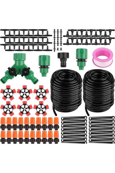 KBDFANS Drip Irrigation Kit, 100ft/30M Garden Watering Automatic System - Mic...