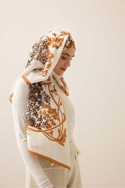 Imannoor Şark Çiçek Toprak Floş Cotton Shawl 70X210