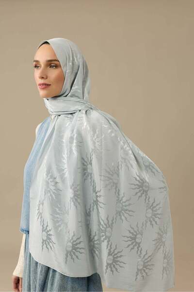 Imannoor Güneş Doğarken Silver Shiny Jacquard Shawl 70X200