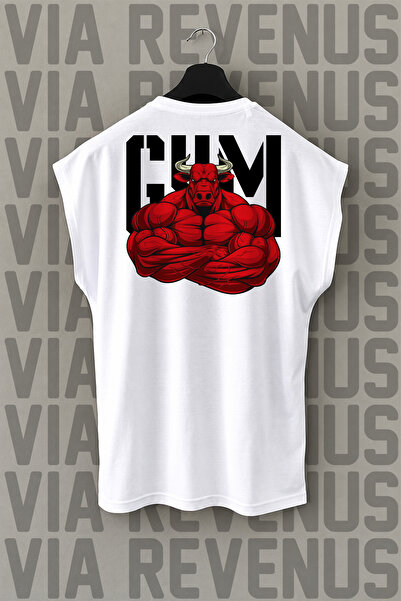 Vordevia Gym Fitness Bull Back Printed Zero Sleeve Crew Neck Sports Tshirt