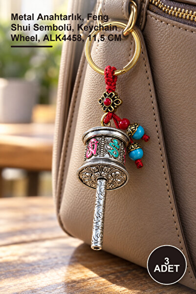 Yenilig 3 Pieces Metal Feng Shui Wheel of Fortune Keychain – Metal Keychain, ...