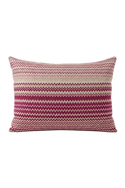 Zigzag Desenli Bordo Krem Dekoratif Kırlent