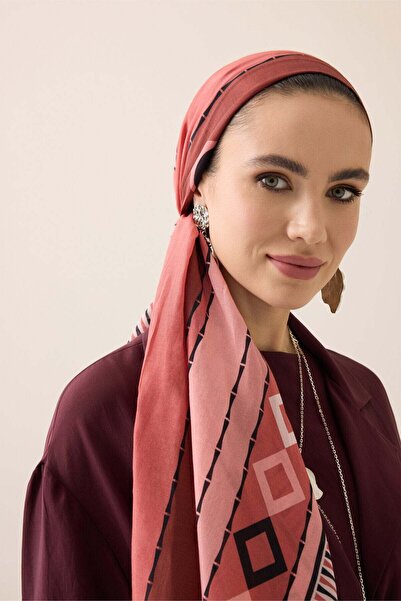Imannoor Papatya Noor Peach Cotton Floş Shawl 70X210