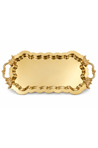 Turkco Versailles Serisi Premium Kulplu Sunum Tepsisi 25x17 cm Lüks Kahve ve ...