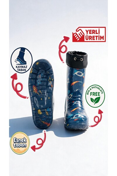 ZENEGE Children's Fur Rain and Snow Boots Waterproof and Cold-Proof Non-Slip Sole