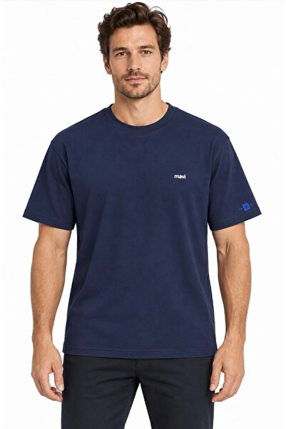 Mavi M0620348 Logo Baskılı Basic Tişört Erkek Tişort LACİVERT