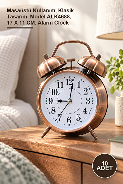 Yenilig 10 Pieces Metal Alarm Clocks – Desktop Use, Classic Design, Model Alk...