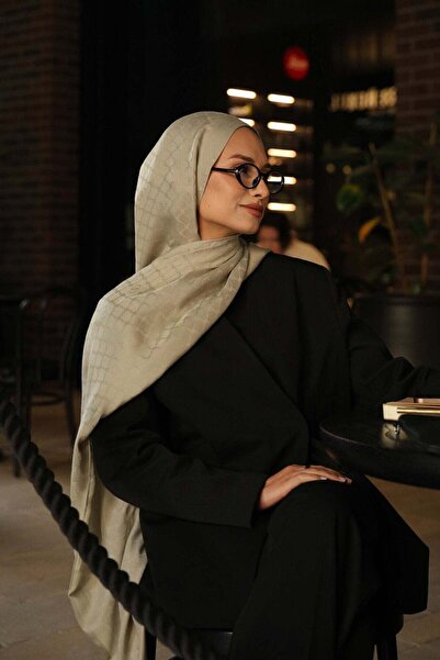 Imannoor شال رامي جاكار أخضر زمردي بنمط نوافذ 70x210