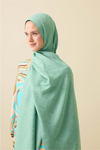 Imannoor İman I Baklava Mint Green Ramy Jacquard Shawl 70X190