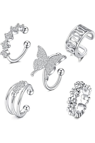 GENERAL JFORYOU Stainless Steel Ear Cuff Fake Helix Cartilage Clip On Wrap Ea...