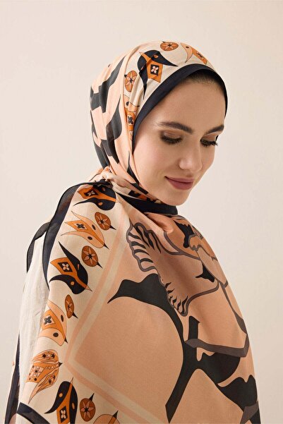 Imannoor Kufi Gray-Salmon Floral Cotton Shawl 70X210