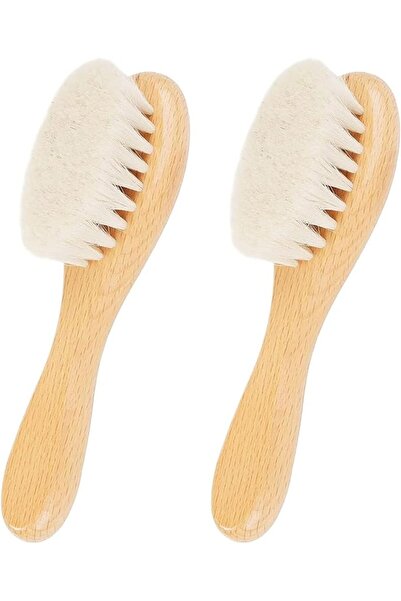 X SPRING Baby Hair Brush, 2 Pcs Natural Goat Bristles Brush with Wooden Handl...
