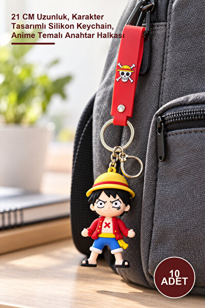 Yenilig 10 bucăți brelocuri din silicon One Piece – lungime de 21 cm, breloc ...