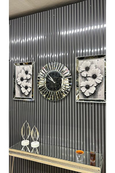 Genel Markalar AYNALI YELPAZE SAAT İKİ ADET BEYAZGÜL TABLO 40X60CM TABLO 60X6...