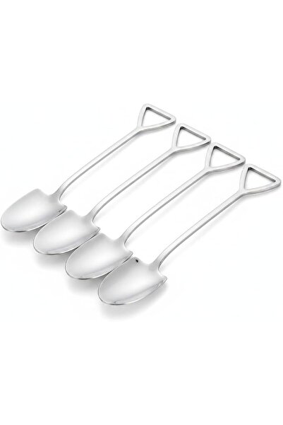 Sweet seven Stainless Steel Dessert Spoons, Set of 4 with Hollow Handle for S...