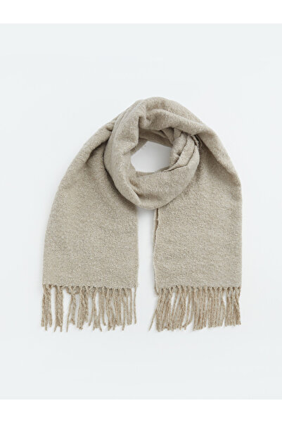 LC Waikiki Nevavm Beige Knitwear Plain Women's Scarf with a Difference
