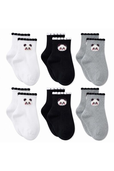 Generic Brand Women's Panda Patterned Short Socks, Pack of 6 |   80% Cotton S...
