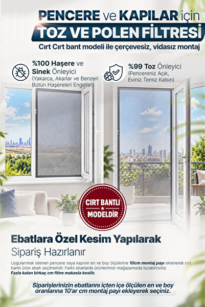 Respilon Odera TOZ VE POLEN FİLTRELİ SİNEKLİK - CIRT BANTLI -80X140CM- KAPI V...