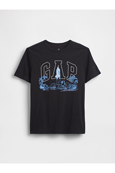 GAP Erkek Çocuk Siyah Logo T-Shirt