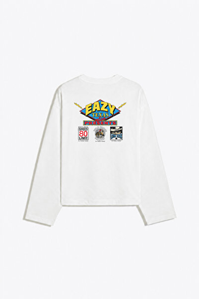 Eazy Co Eazy Unisex Oversize Long Sleeve T-Shirt 100% Cotton Ecru Texas Dept. — El Paso Printed Boxy Fit T-Shirt