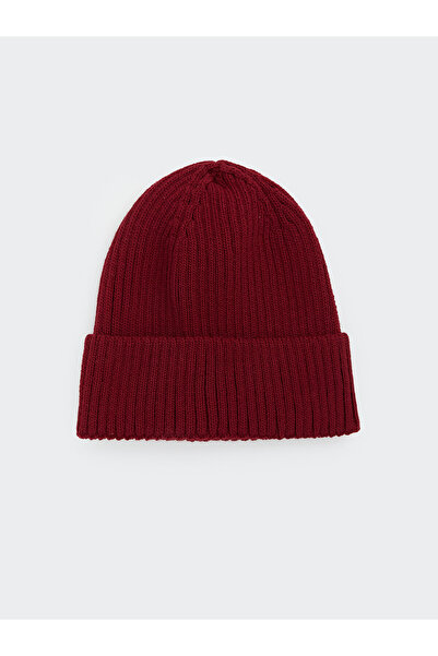 LC Waikiki Lcw Accessories Red Knitwear Plain Men's Beanie with Nevavm Differ...