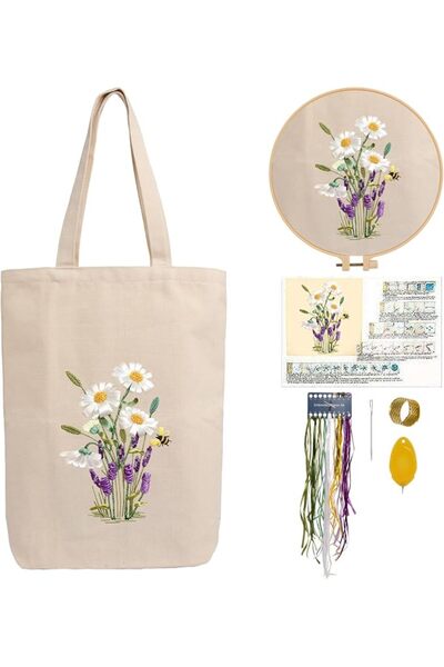 GENERAL CREAWONDER Hand Embroidery Kits for Bag, Embroidery Kit Bag with Patt...