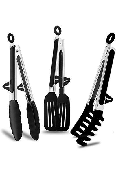 ALMEKAQUZ Kitchen Tongs, 9 Inch Tongs for Cooking with Silicone Tips, Food Gr...