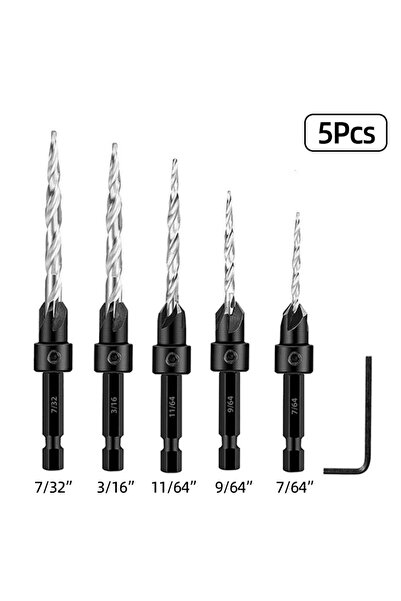Choice 5Pcs-White High Speed Steel Hex Shank Taper Drill Counter Sink Holes D...