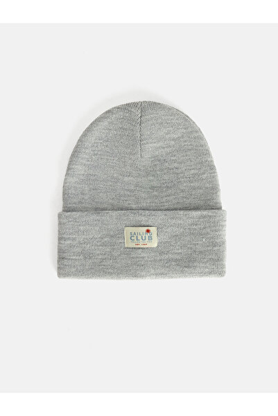LC Waikiki Nevavm Gray Knitwear Embroidered Boy's Beanie with a Difference