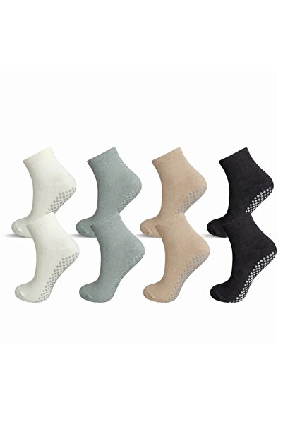 Şerife Hanım Non-Slip Sole Yoga Pilates 8-Pair Socks, Silicone Sole Flexible ...